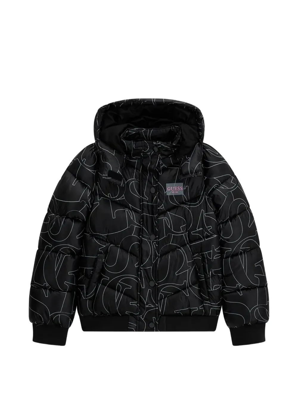 guess kids logo-print padded jacket - Nero