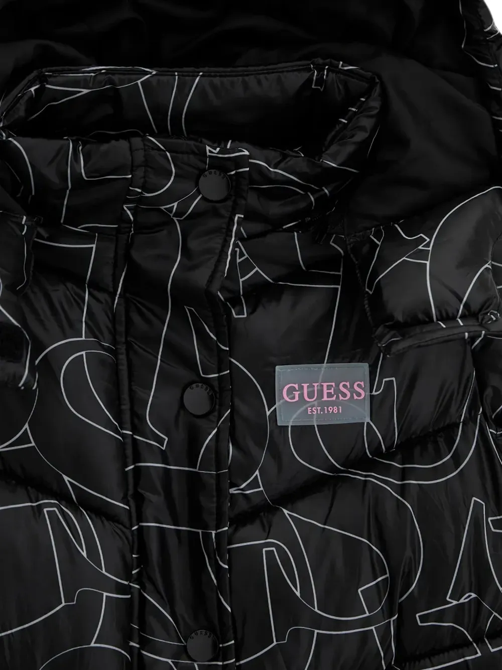 guess kids Gewatteerd jack met logoprint Zwart