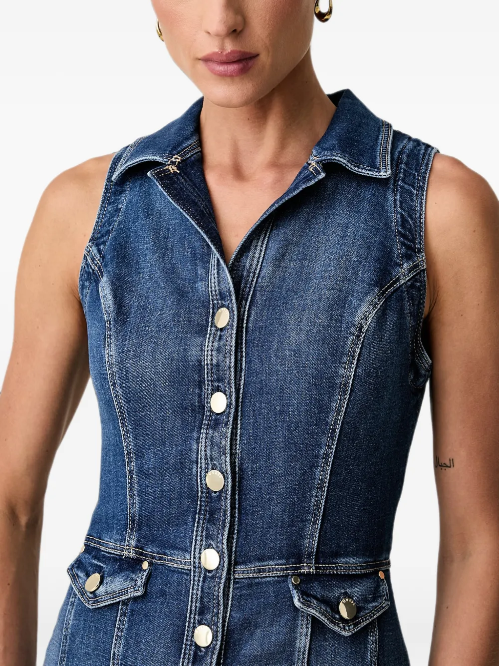 GUESS USA button-up sleeveless dress Blauw