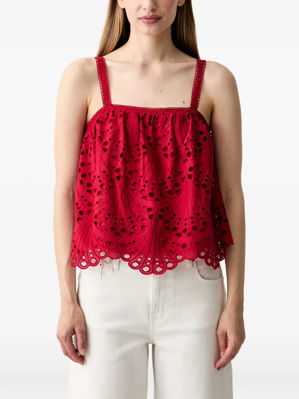 Hoss Intropia broderie-anglaise scalloped-hem top
