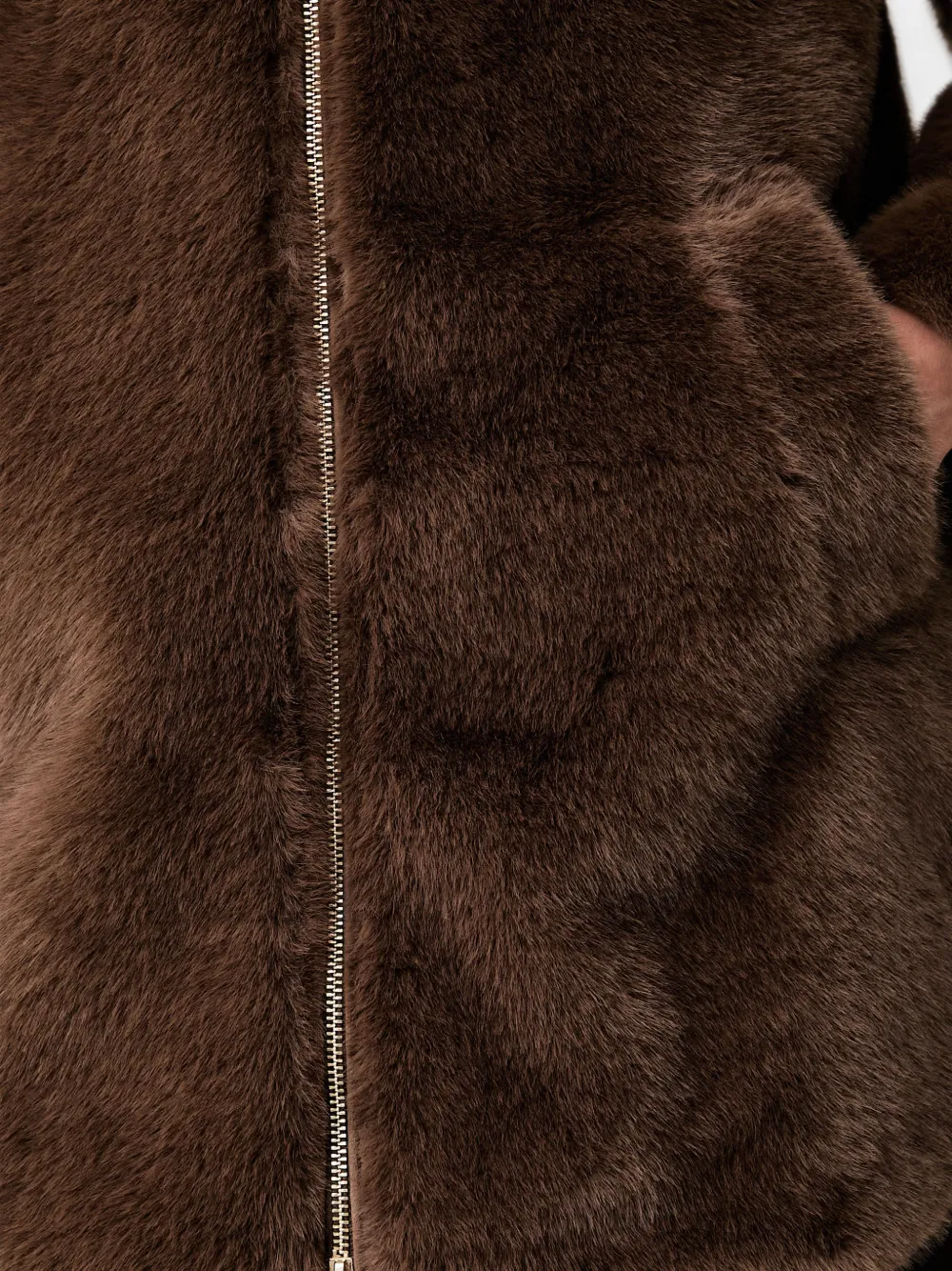 Joseph Ribkoff faux-fur hooded jacket Bruin