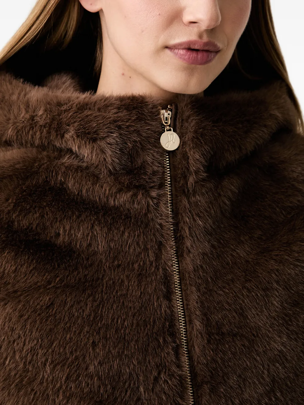 Joseph Ribkoff faux-fur hooded jacket Bruin