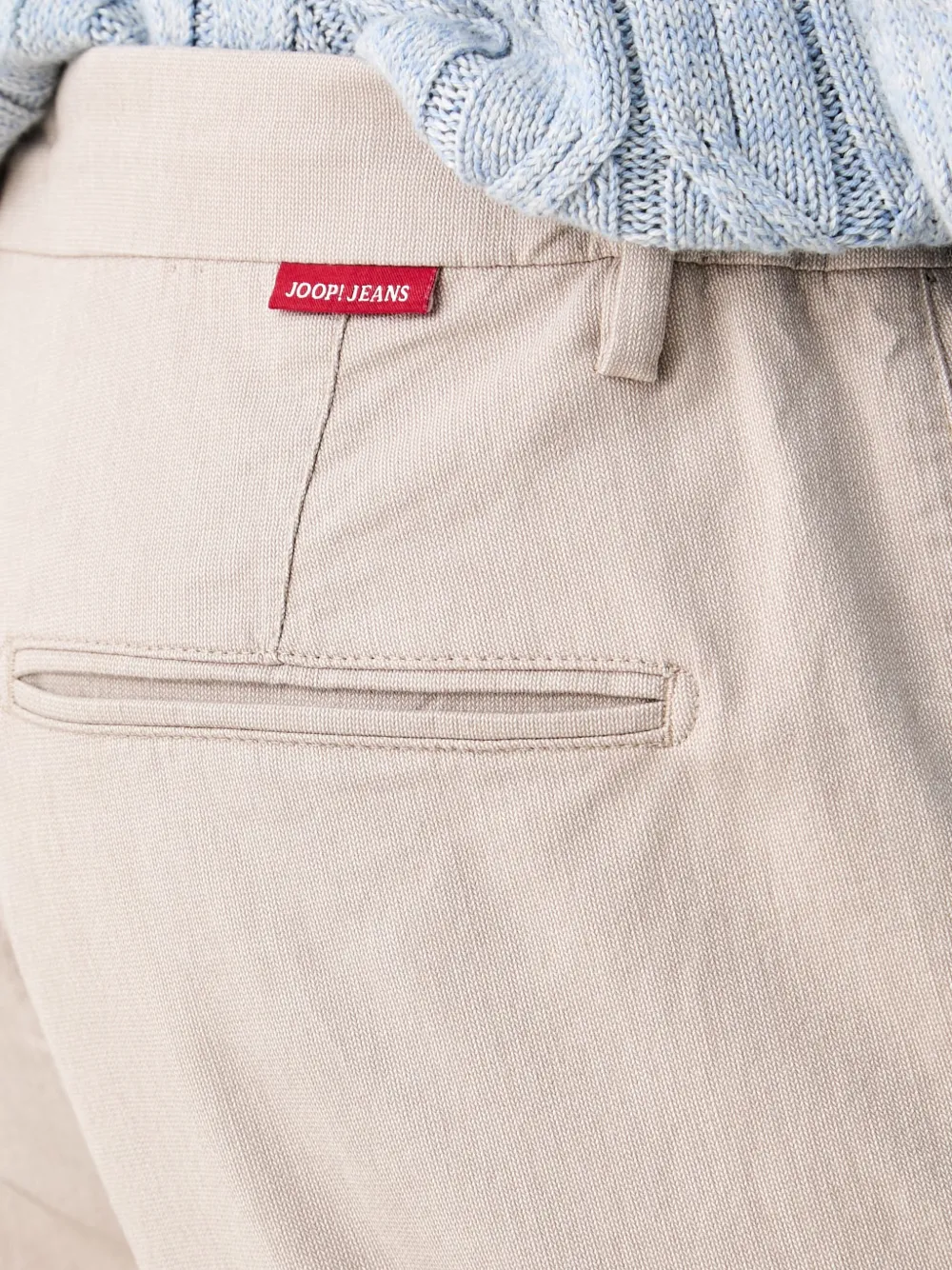 Joop! Broek met trekkoordtaille en logopatch Beige
