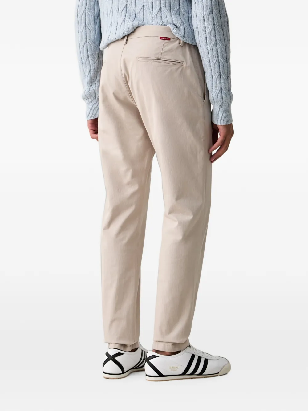 Joop! Broek met trekkoordtaille en logopatch Beige