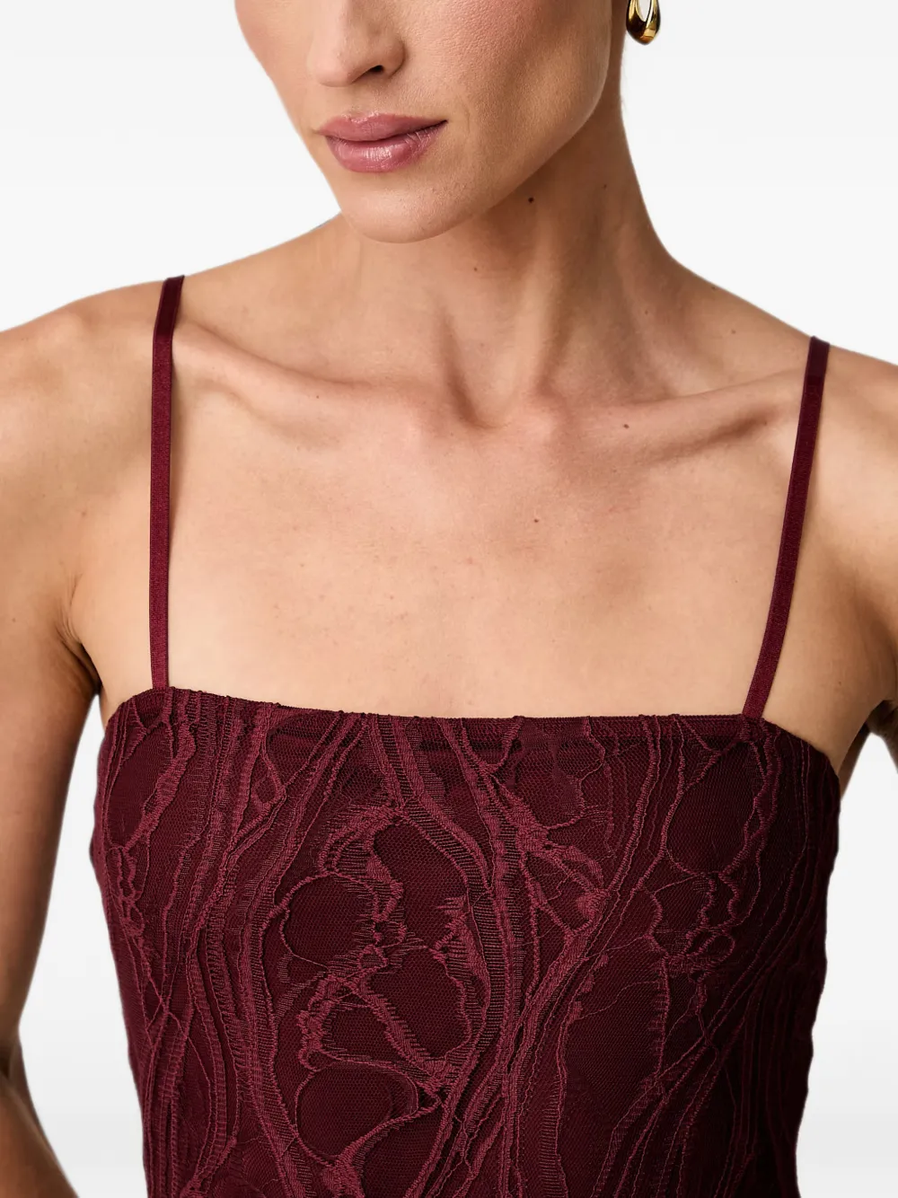 GUESS USA lace-overlay spaghetti-strap dress Rood