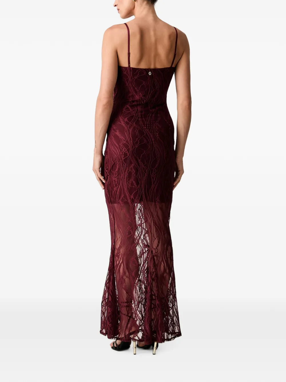 GUESS USA lace-overlay spaghetti-strap dress Rood