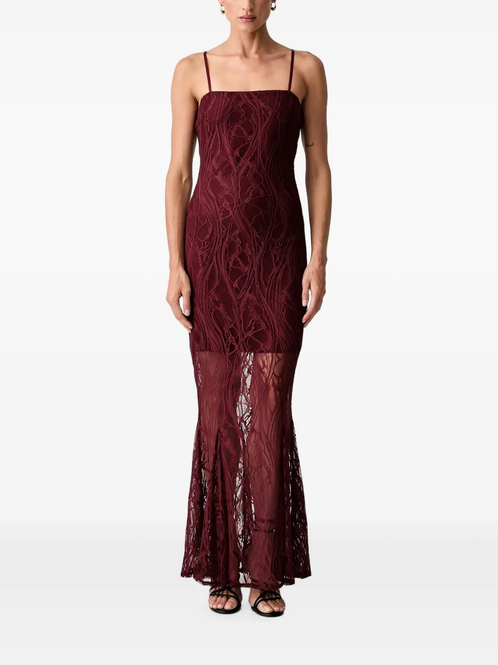GUESS USA lace-overlay spaghetti-strap dress - Rot