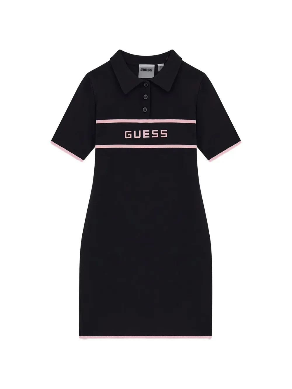 guess kids contrast-trim polo dress - Nero