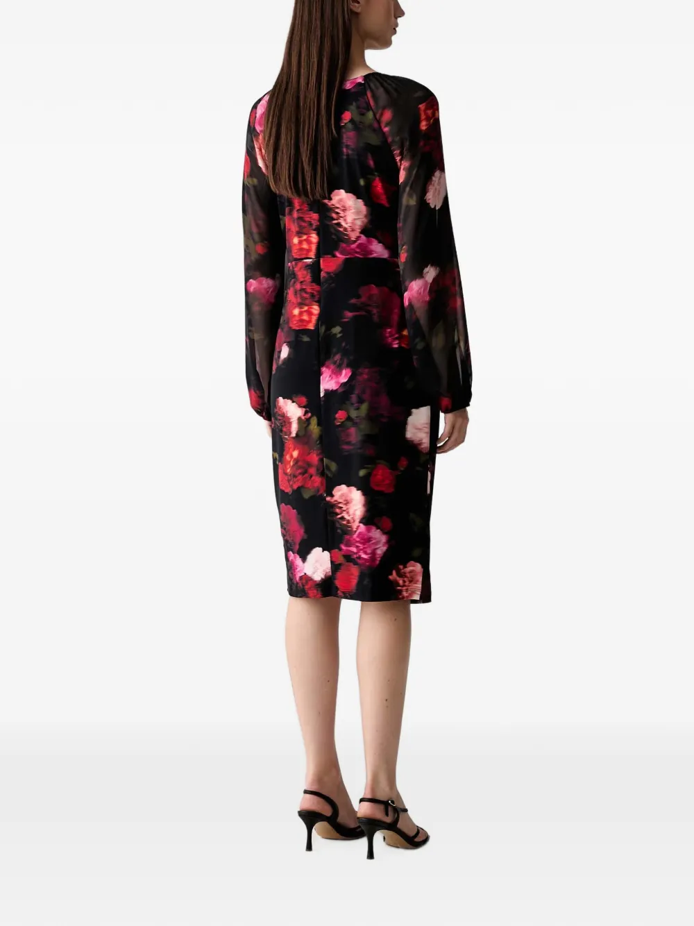 Joseph Ribkoff floral-print ruffled midi dress Zwart