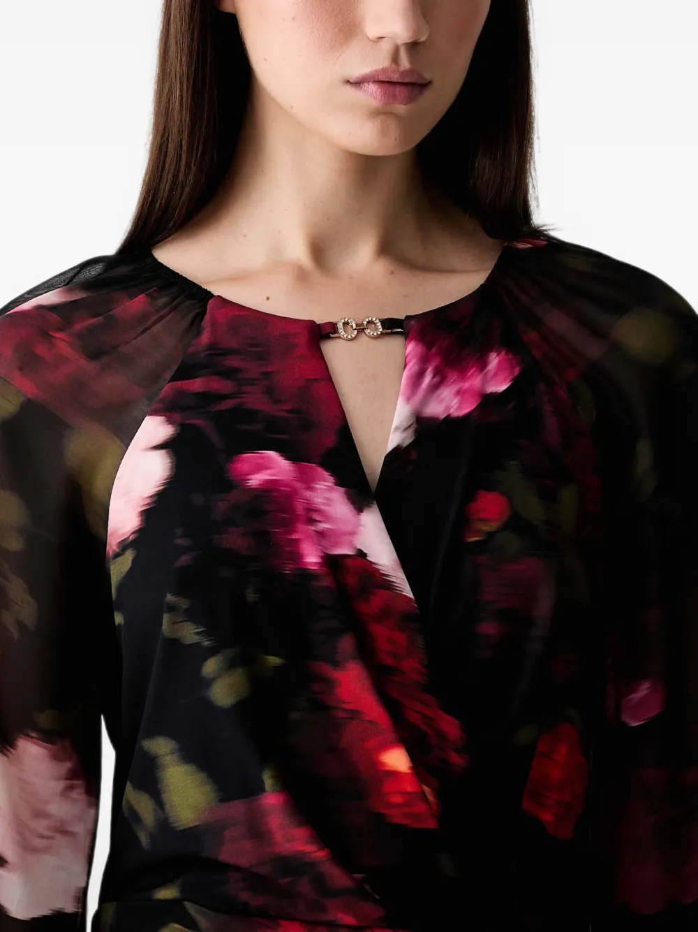Joseph Ribkoff floral-print ruffled midi dress Zwart