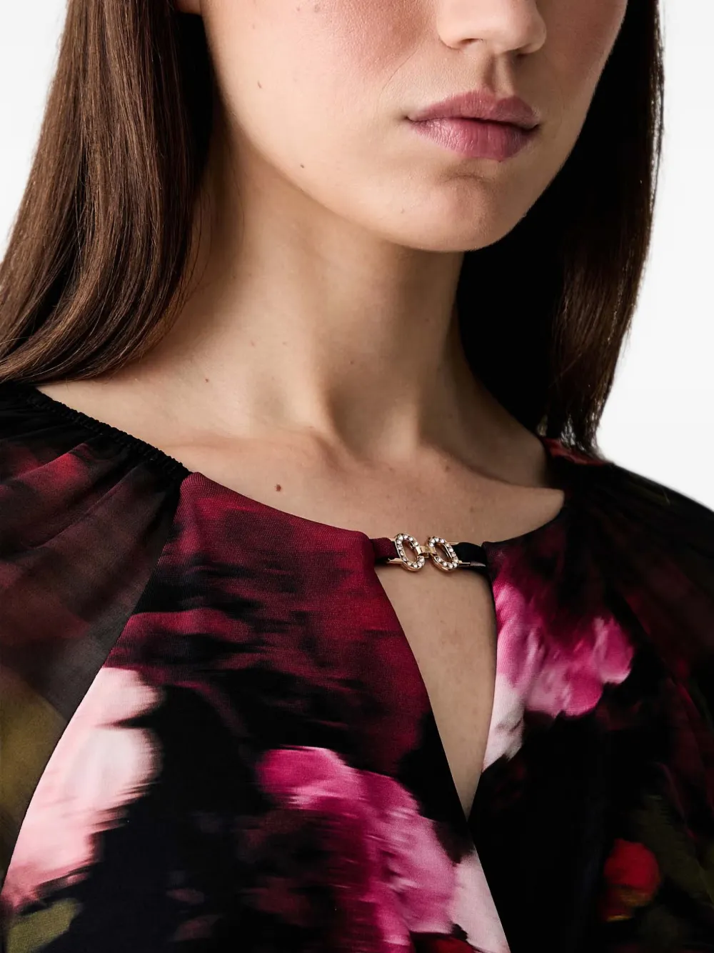 Joseph Ribkoff floral-print ruffled midi dress Zwart