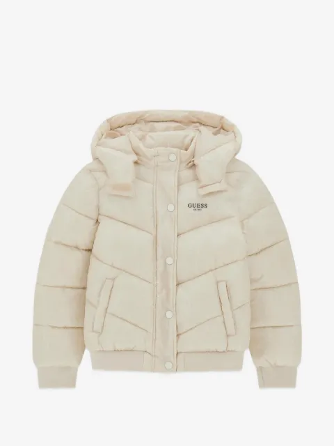 guess kids logo-print padded jacket