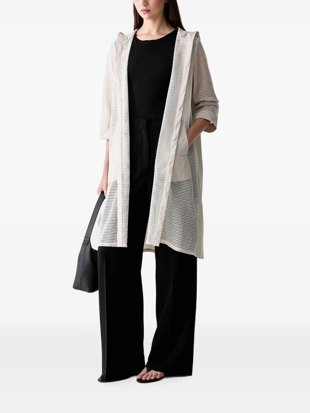 Joseph Ribkoff mesh-panelled hooded jacket Wit