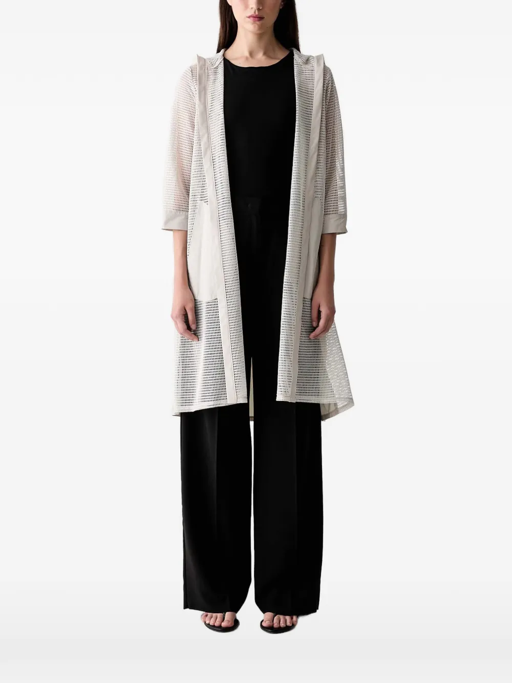 Joseph Ribkoff Mesh-panelled Hooded Jacket In White