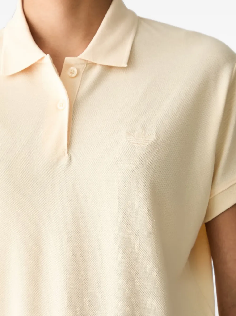adidas logo-embroidered piqué polo shirt Beige