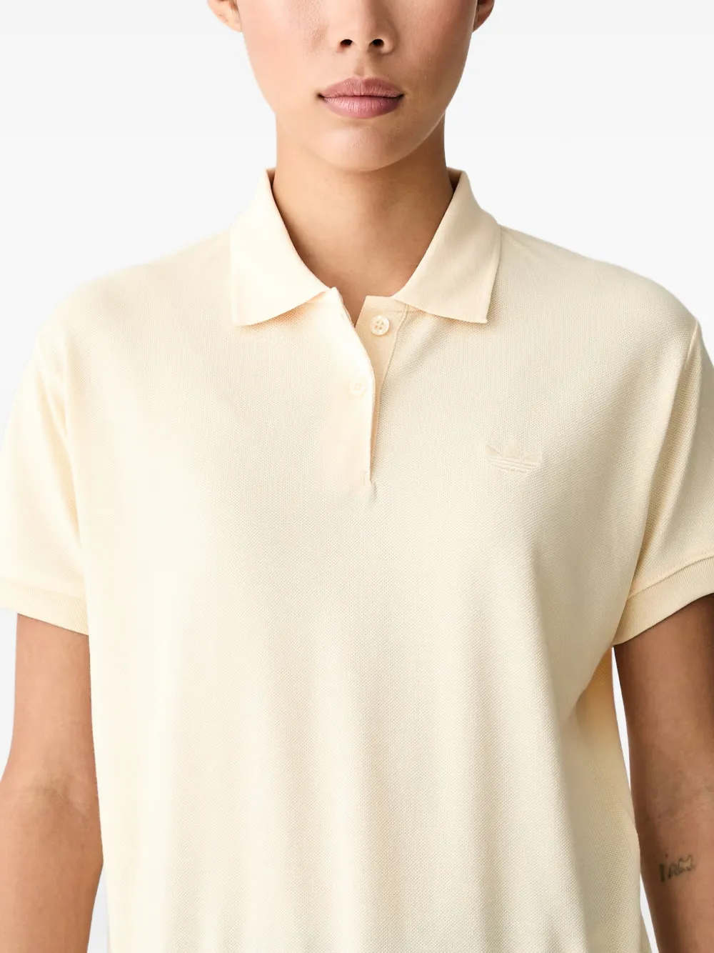 adidas logo-embroidered piqué polo shirt Beige