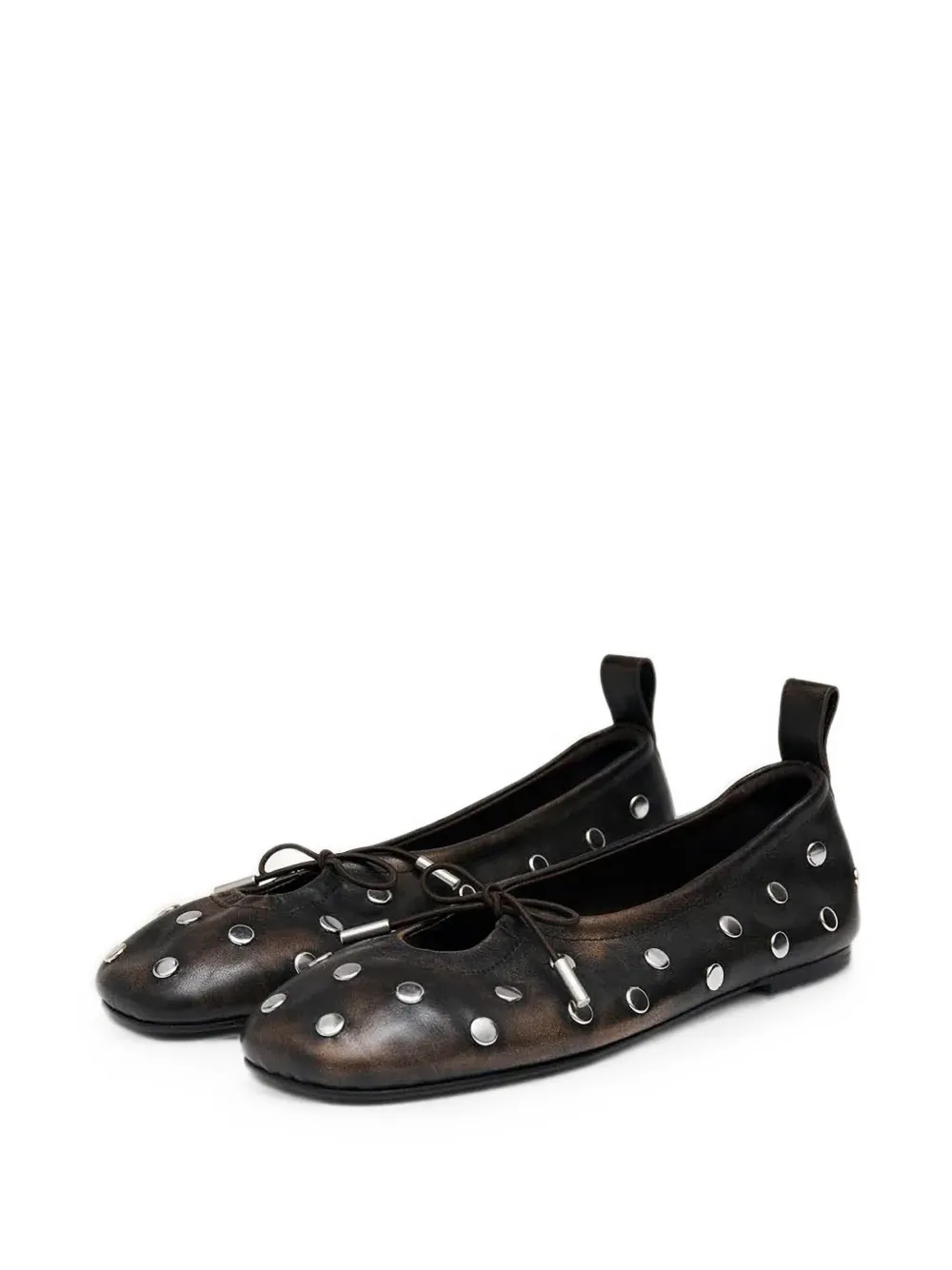 ALOHAS Rosalind stud-embellished leather ballet flats Bruin