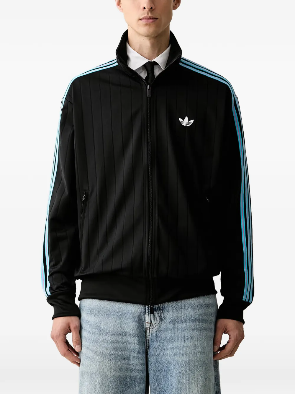 adidas Firebird stripe-detail zip-up sweatshirt - Nero