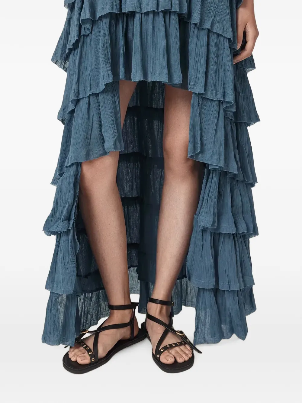 AllSaints Maxi-jurk met gelaagde rok en ruches Blauw