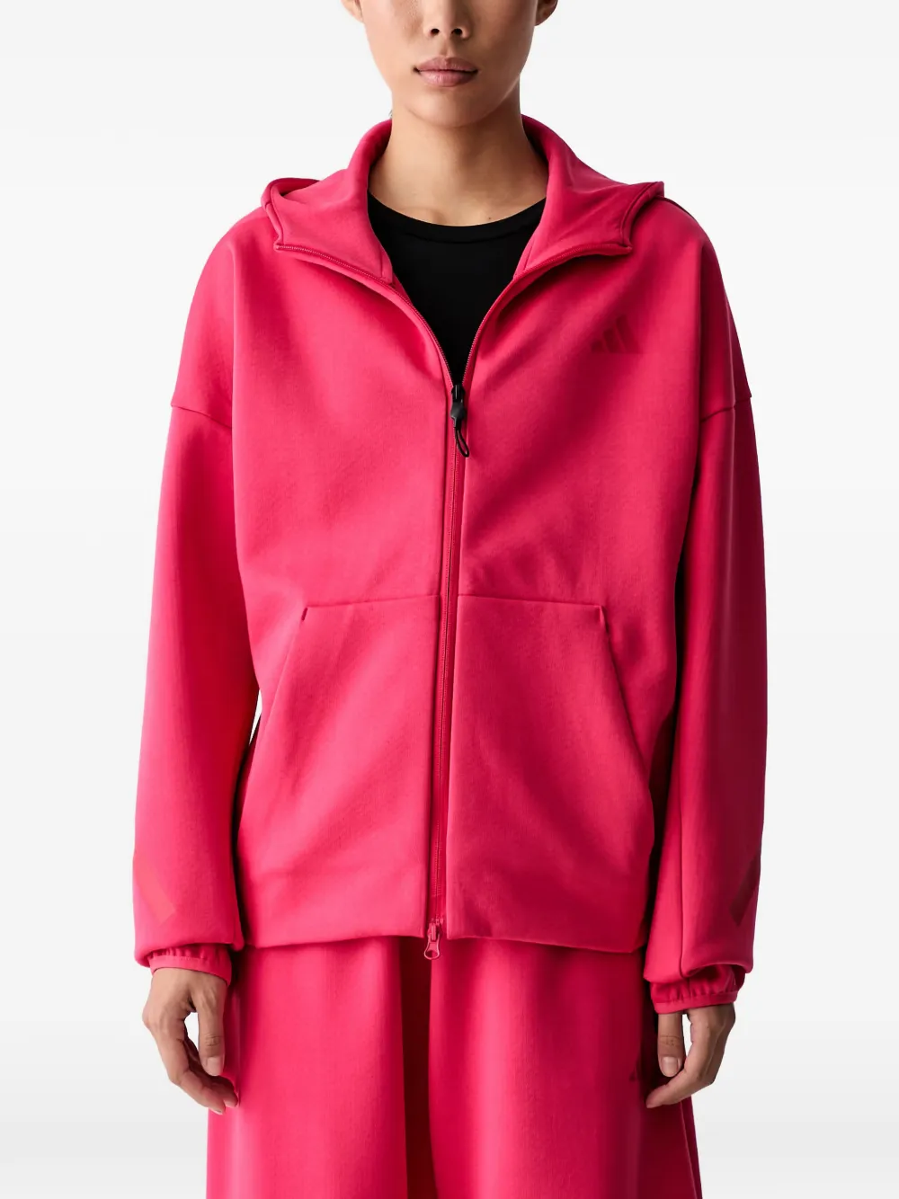 adidas logo-print zip-up hoodie - Rosa