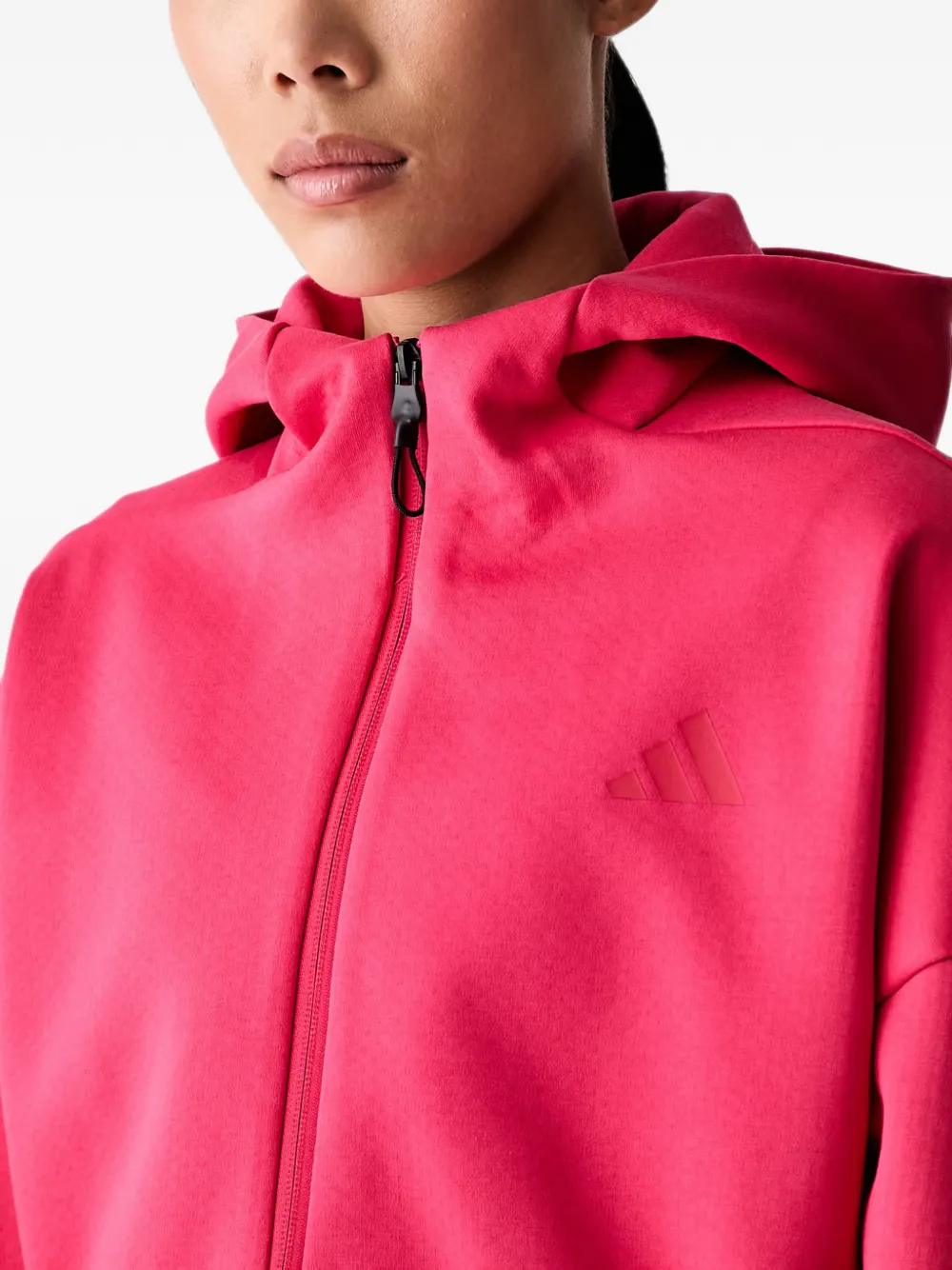 adidas logo-print zip-up hoodie Roze