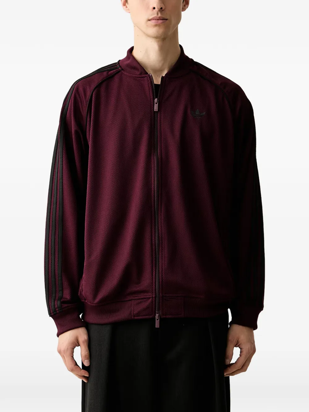 adidas side-stripe zip-up sweater - Rosso