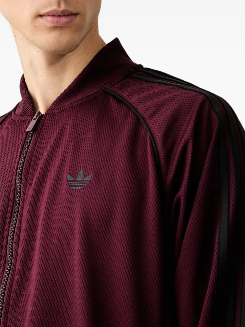 adidas side-stripe zip-up sweater Rood