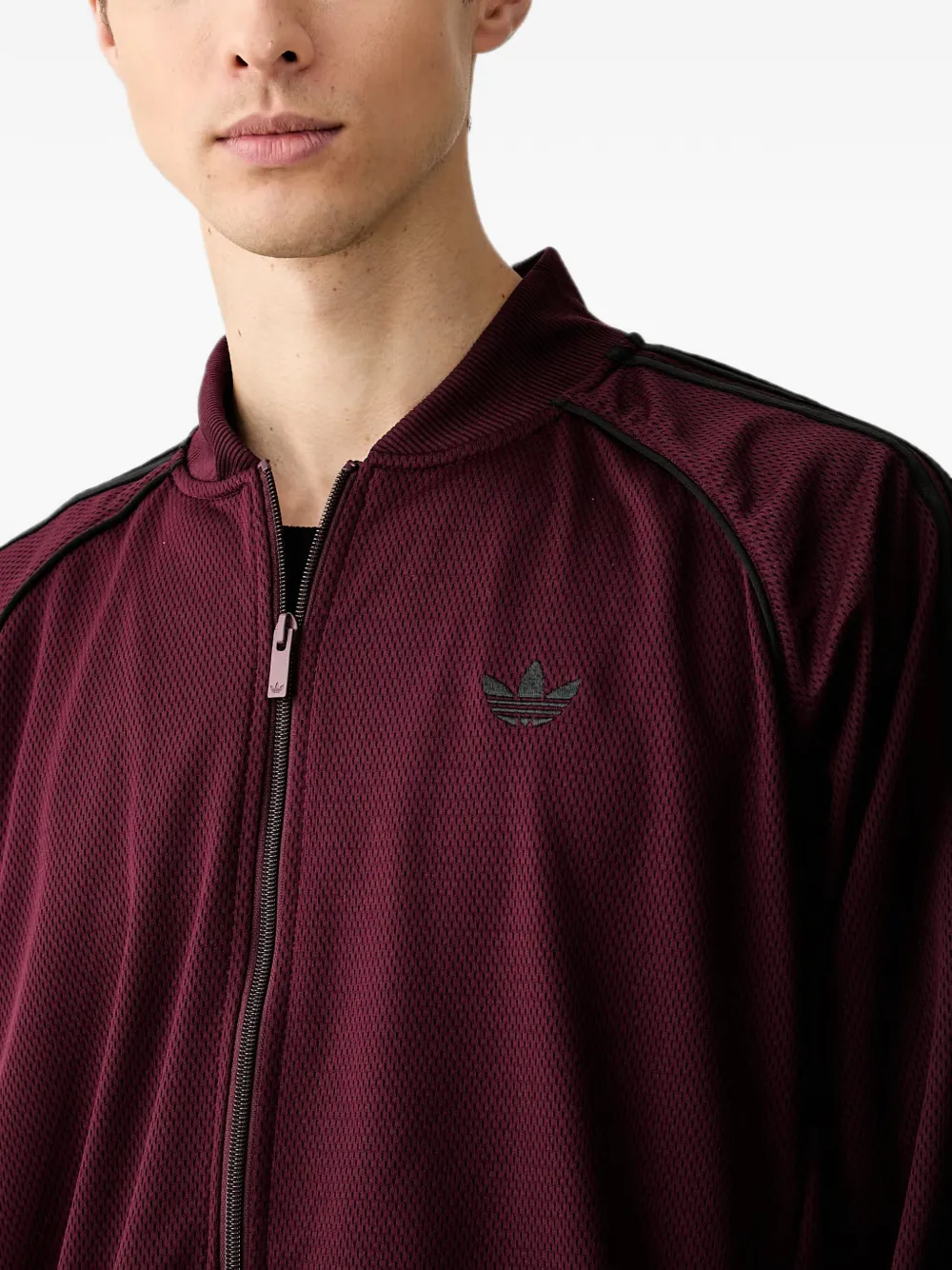 adidas side-stripe zip-up sweater Rood