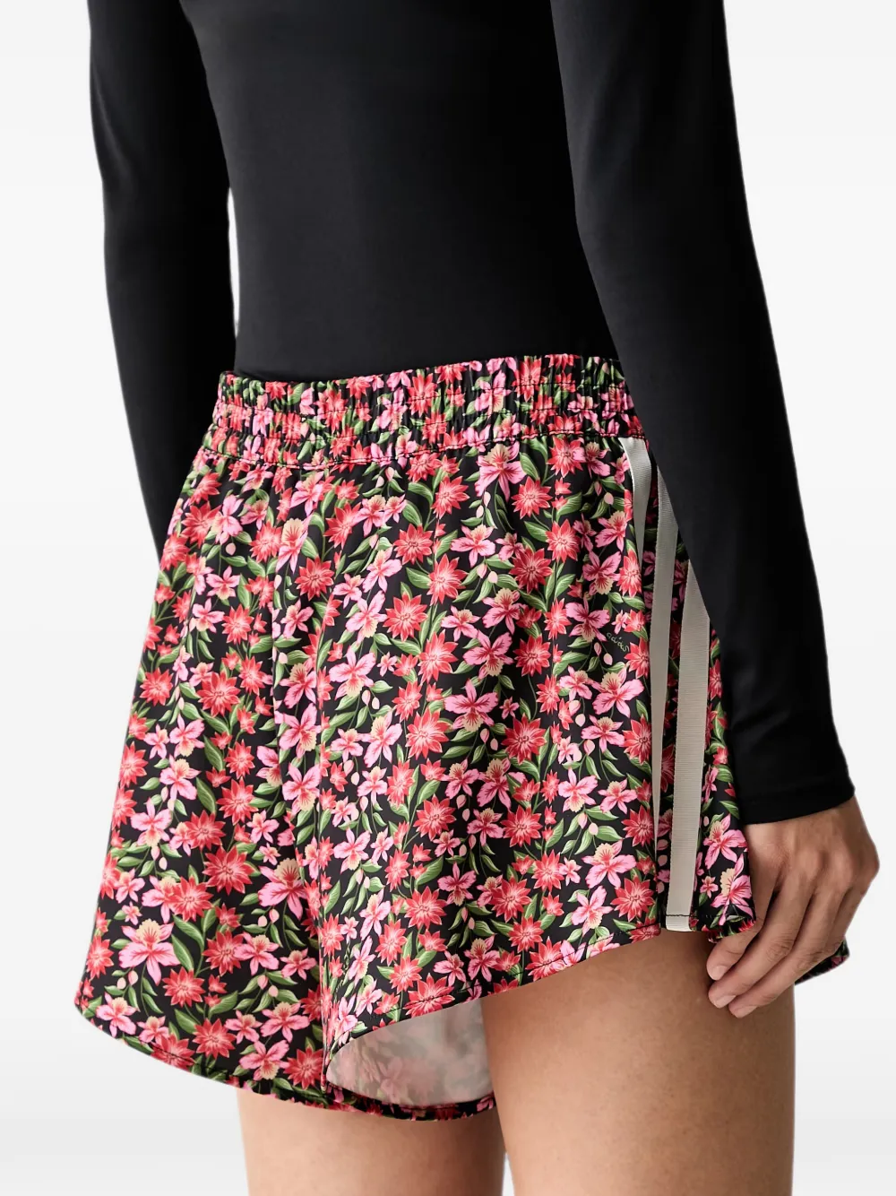 adidas floral-print 3-Stripes shorts Zwart