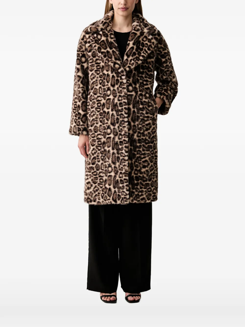 Joseph Ribkoff Leopard-print Faux-fur Coat In Multi