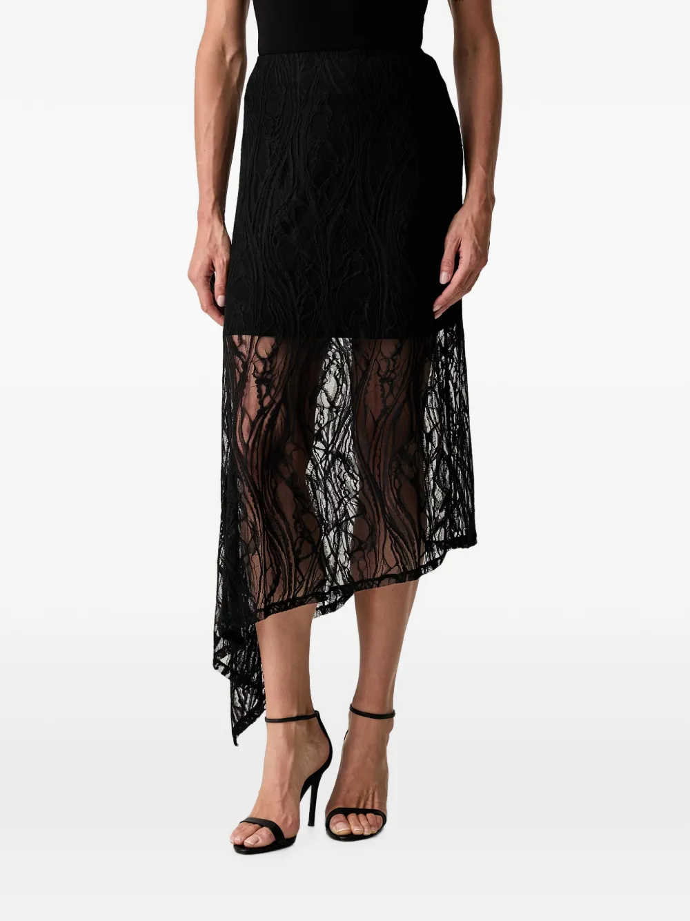 GUESS USA asymmetric lace-overlay skirt - Schwarz