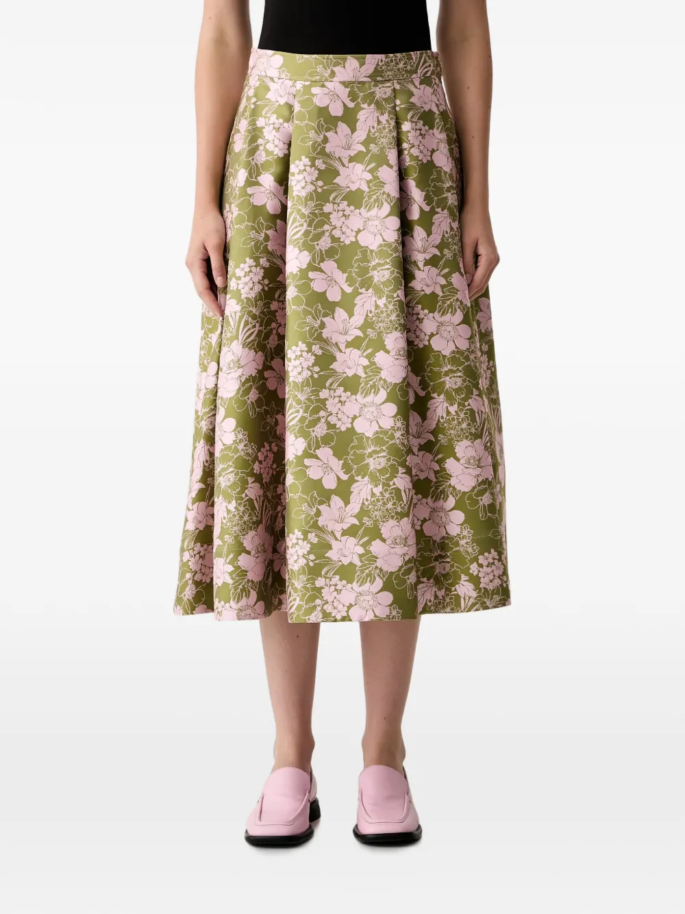 Joop Floral-print Pleated Midi Skirt In Multi