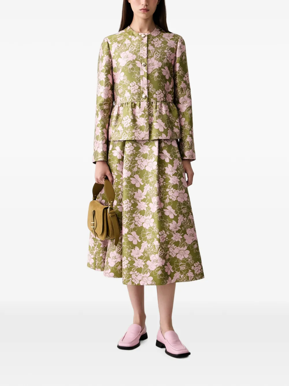 Joop! Midi-plooirok met bloemenprint Groen