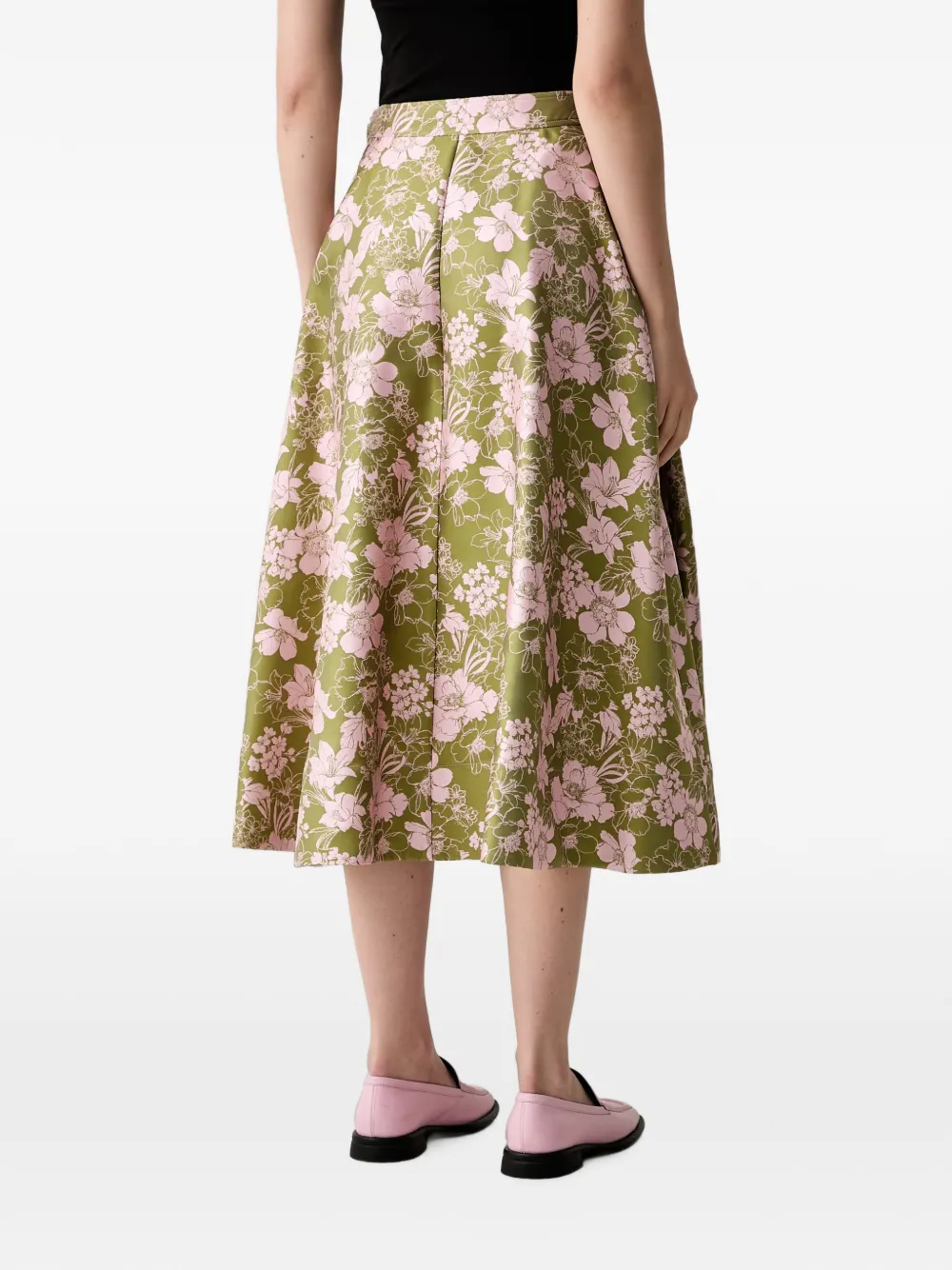 Joop! Midi-plooirok met bloemenprint Groen