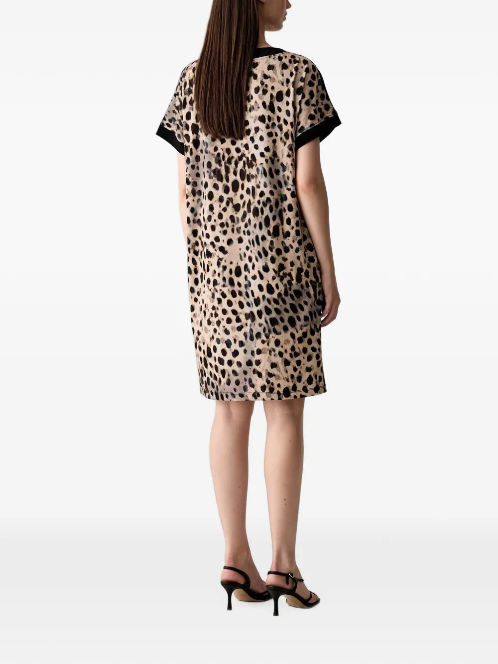 Joseph Ribkoff Mini-jurk met luipaardprint en vlakken Beige