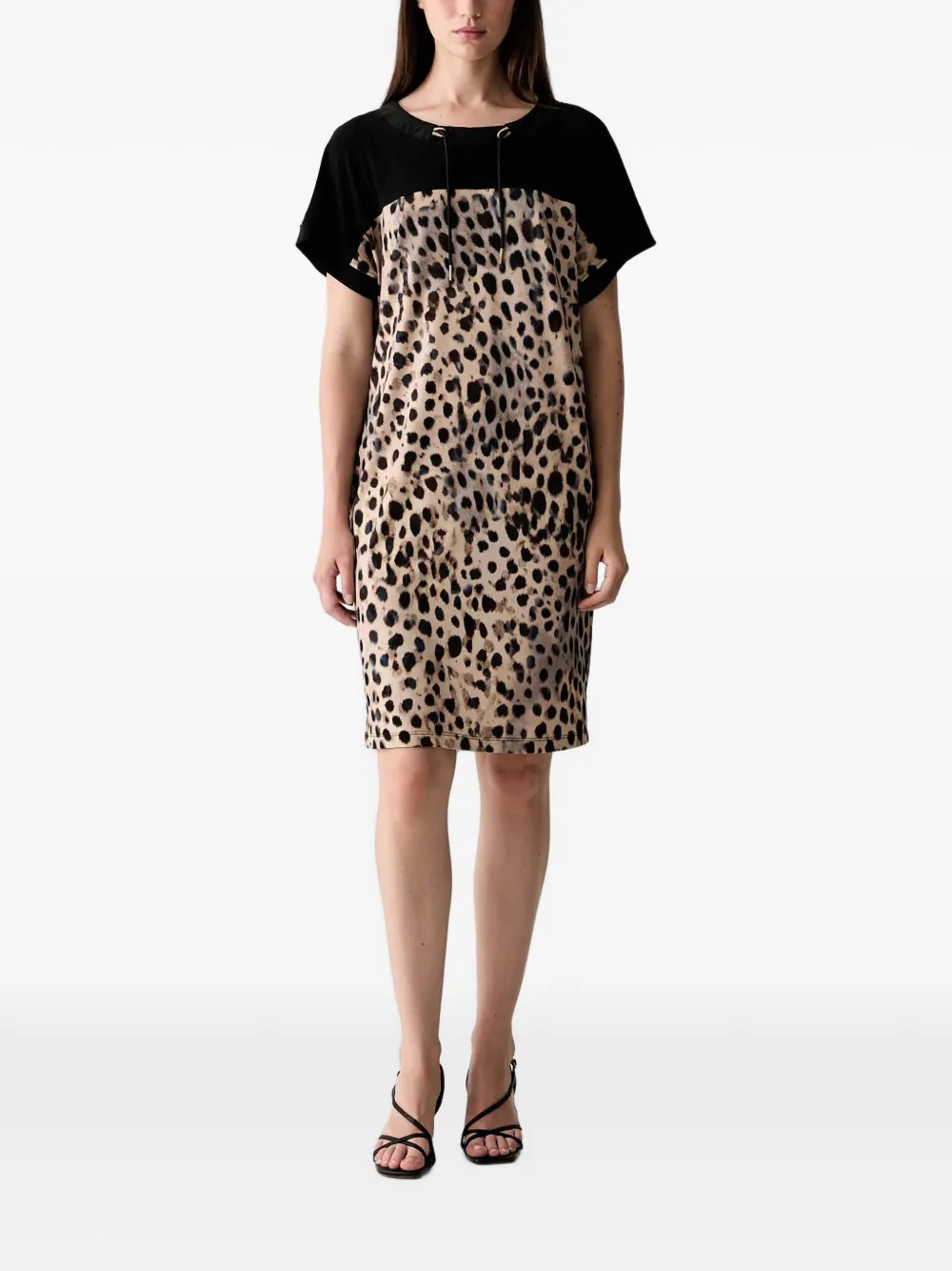 Joseph Ribkoff Mini-jurk met luipaardprint en vlakken Beige