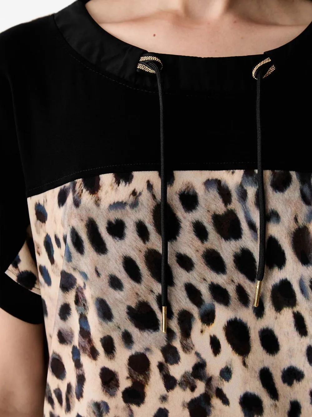 Joseph Ribkoff Mini-jurk met luipaardprint en vlakken Beige