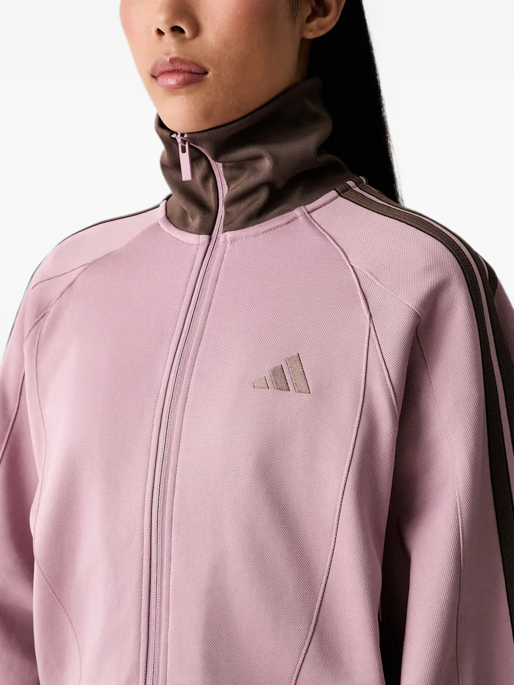 adidas logo-embroidered side-stripe jacket Roze