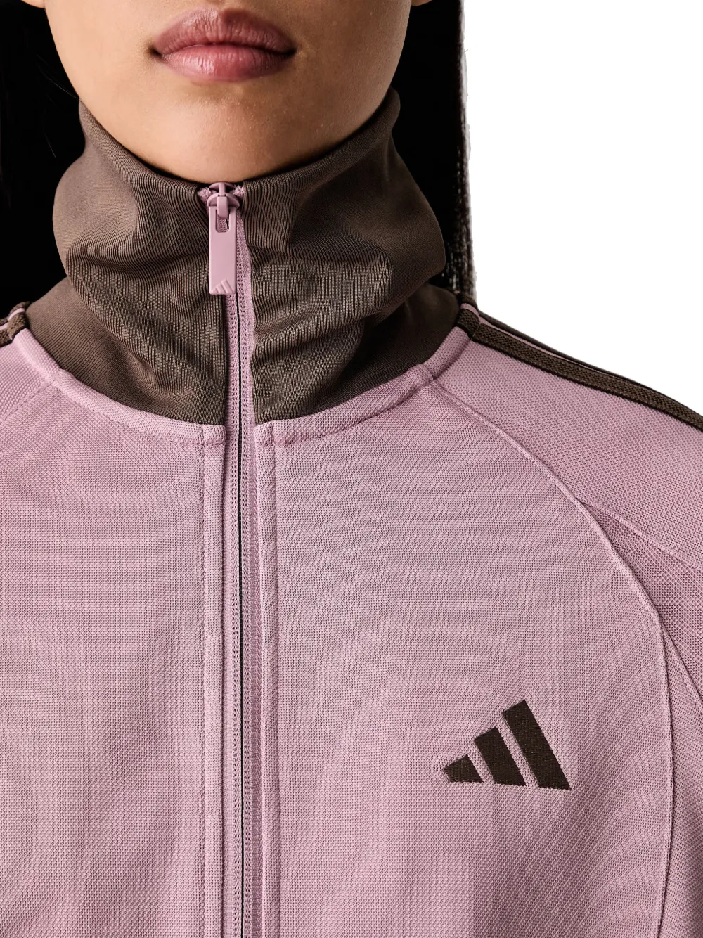 adidas logo-embroidered side-stripe jacket Roze