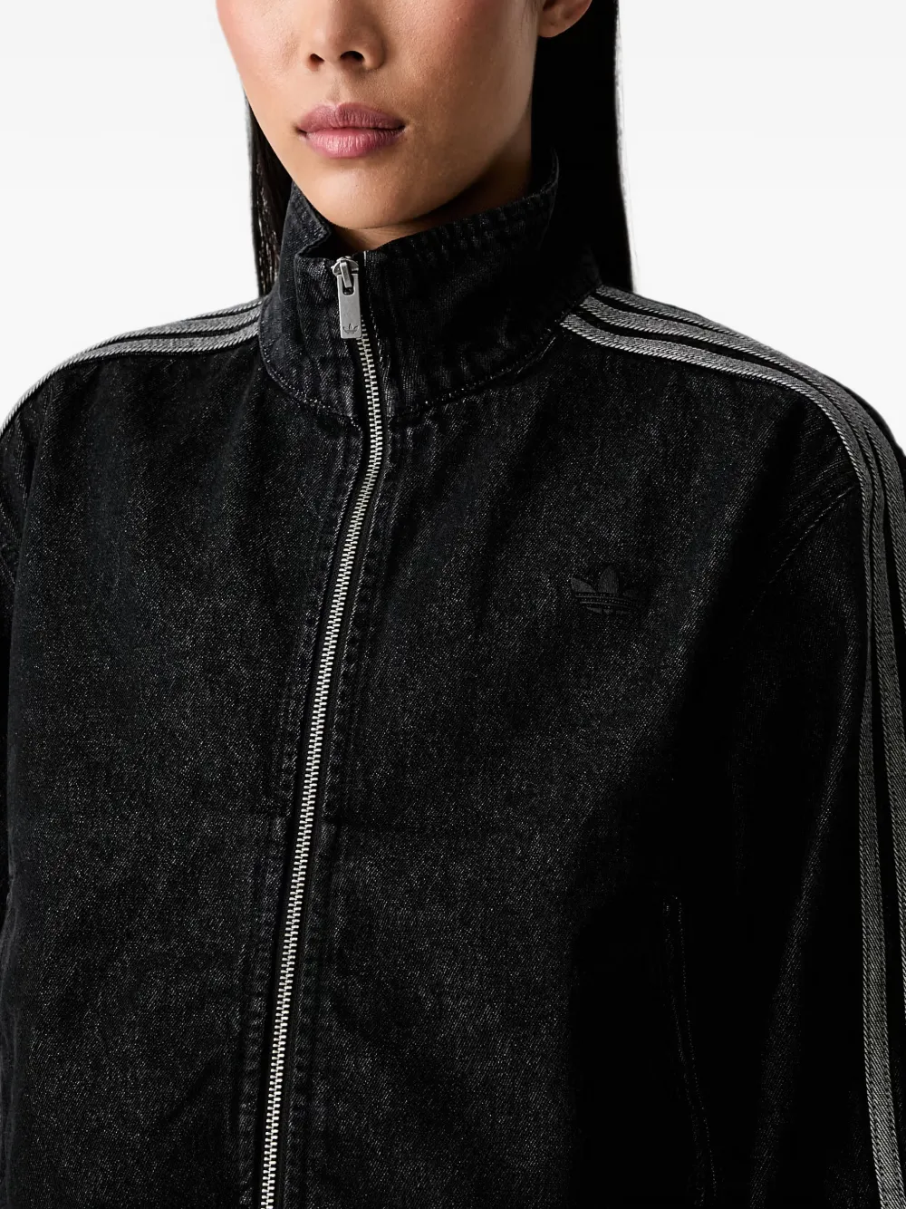 adidas side-stripe denim jacket Zwart