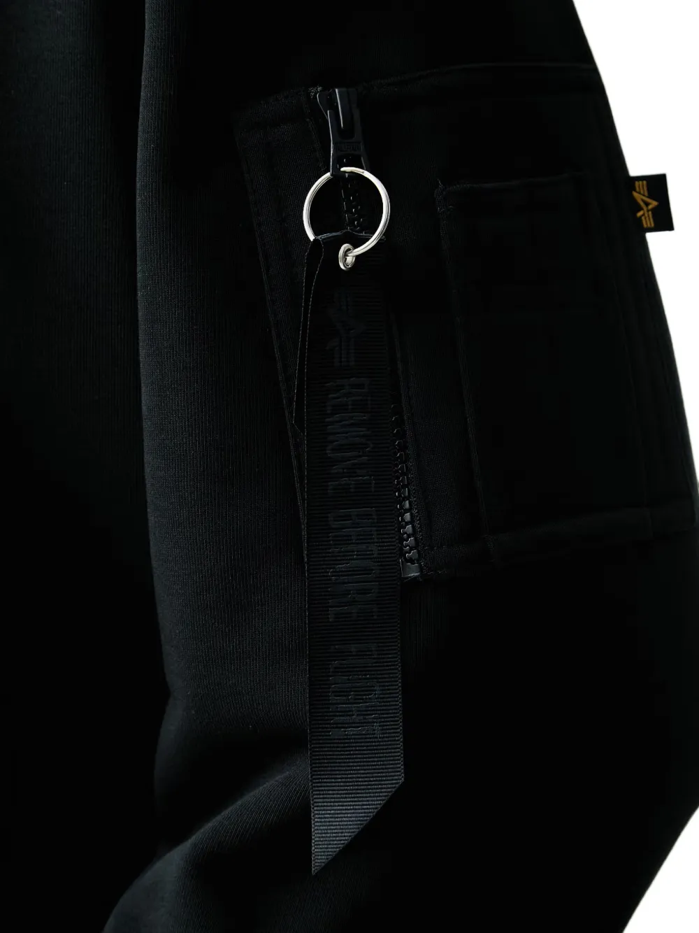 Alpha Industries Trui met geborduurd logo en ritszak Zwart