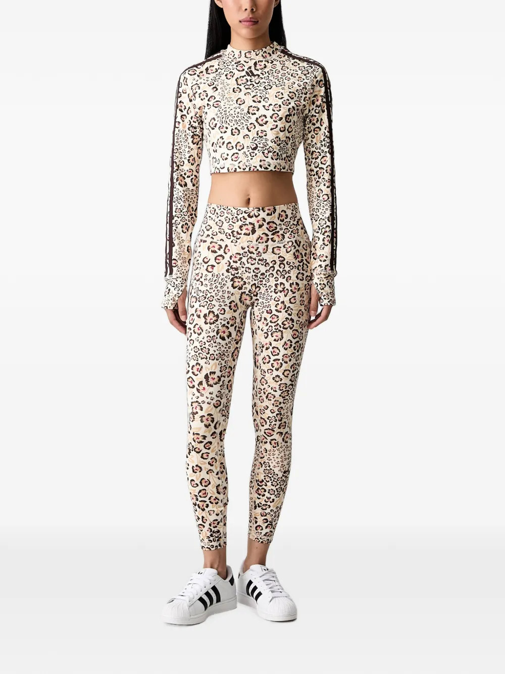 adidas x FARM Rio leopard-print leggings Beige