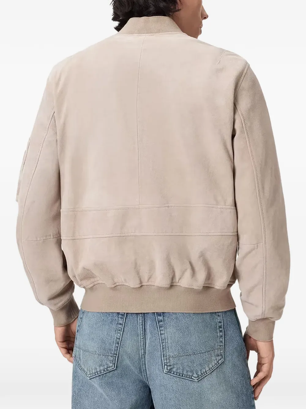 AllSaints suede-finish zip-up bomber jacket Beige