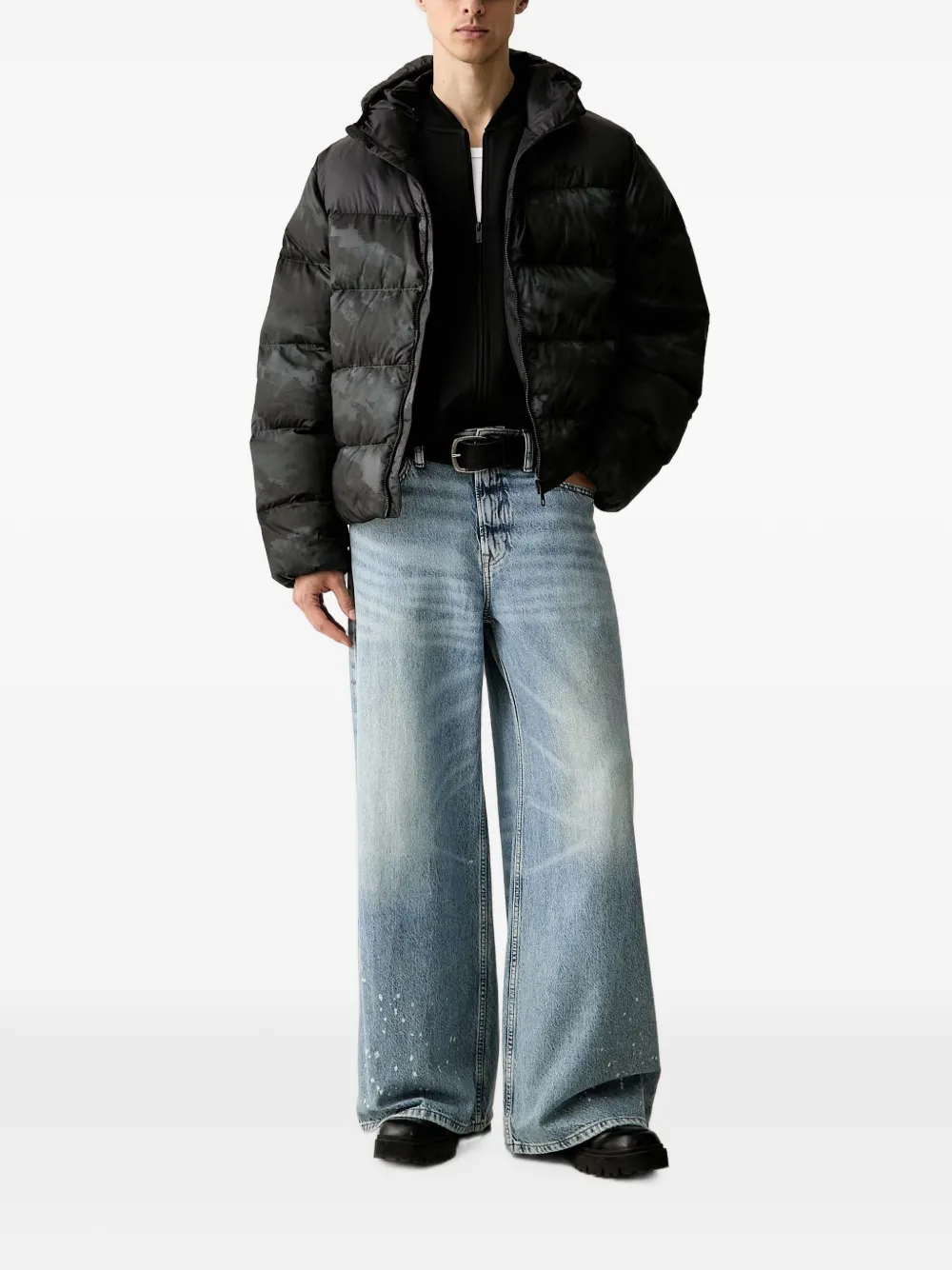 adidas Camo Regen hooded puffer jacket Zwart