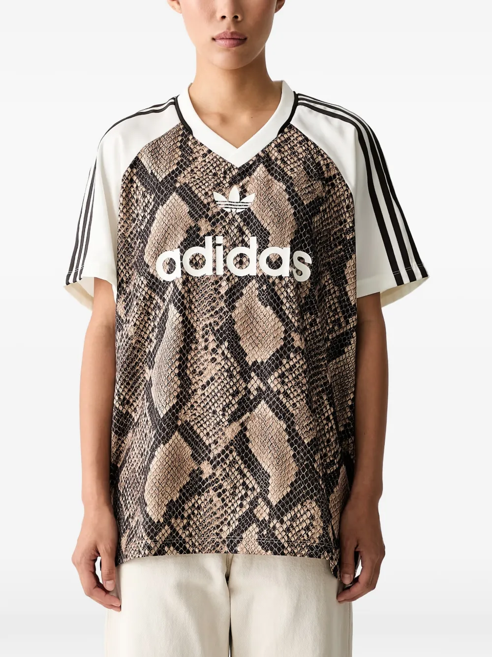 adidas snakeskin-print T-shirt Bruin