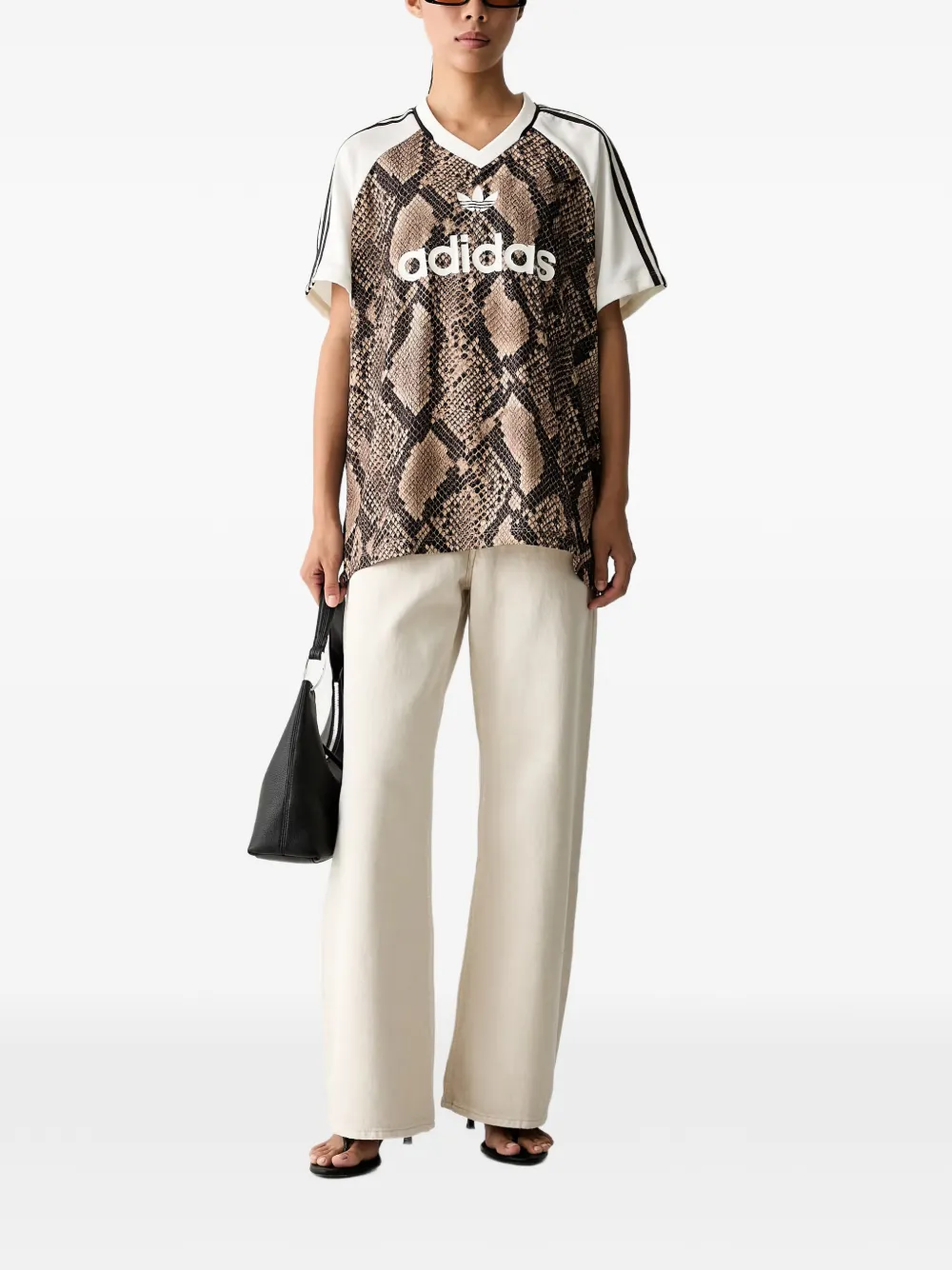 adidas snakeskin-print T-shirt Bruin