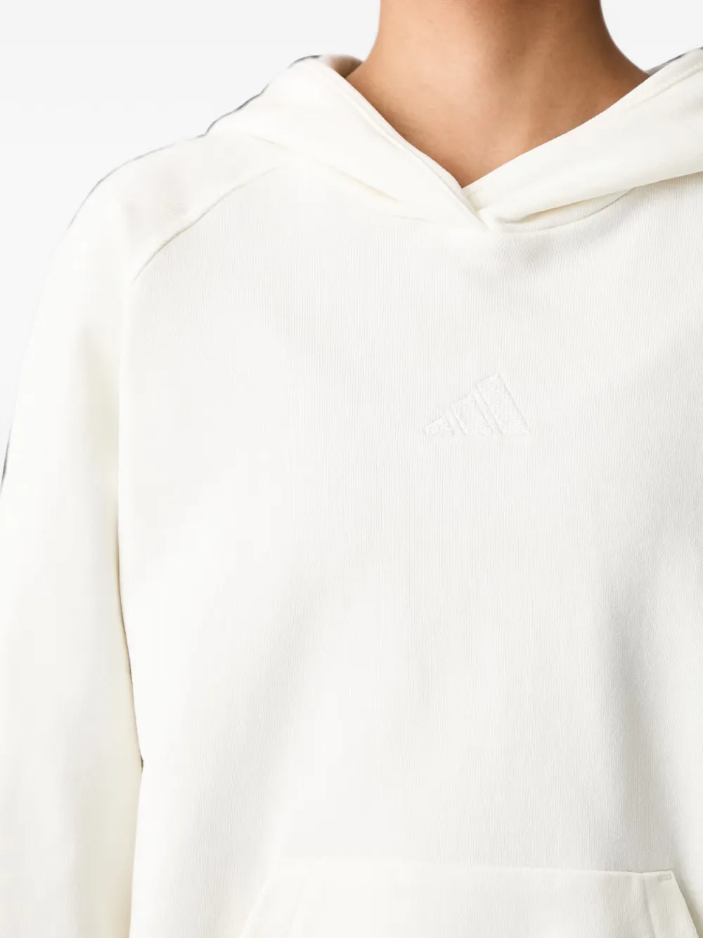 adidas embroidered-logo raglan-sleeve hoodie Beige