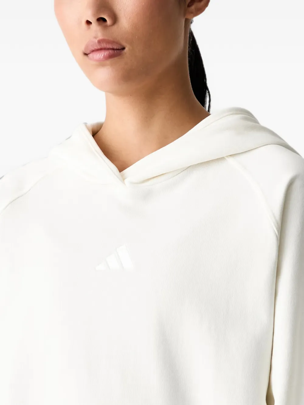 adidas embroidered-logo raglan-sleeve hoodie Beige
