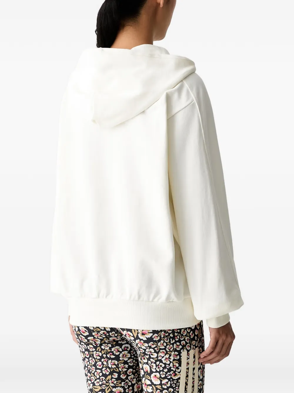 adidas embroidered-logo raglan-sleeve hoodie Beige