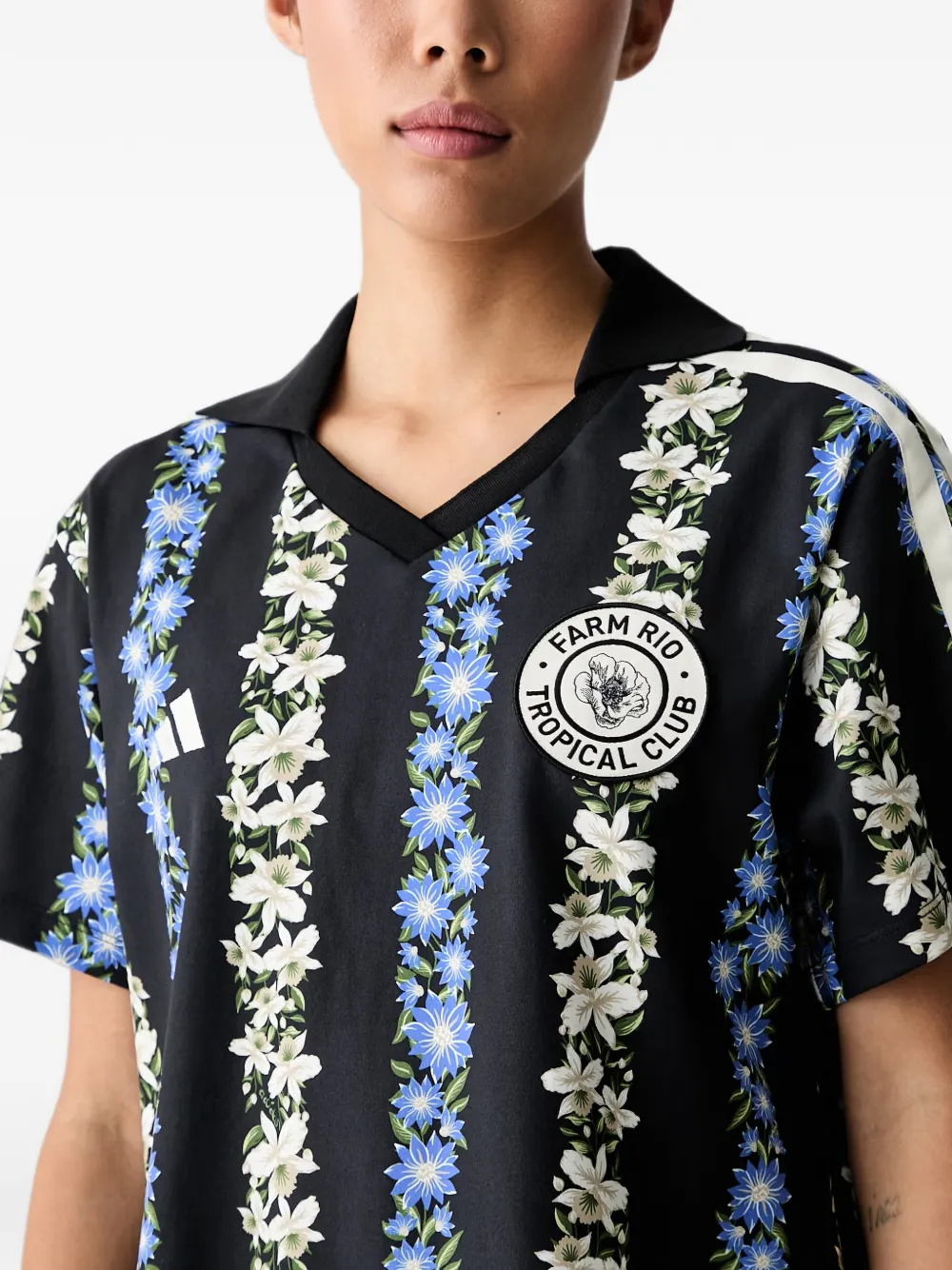 adidas MINI floral-print 3-Stripes dress Zwart